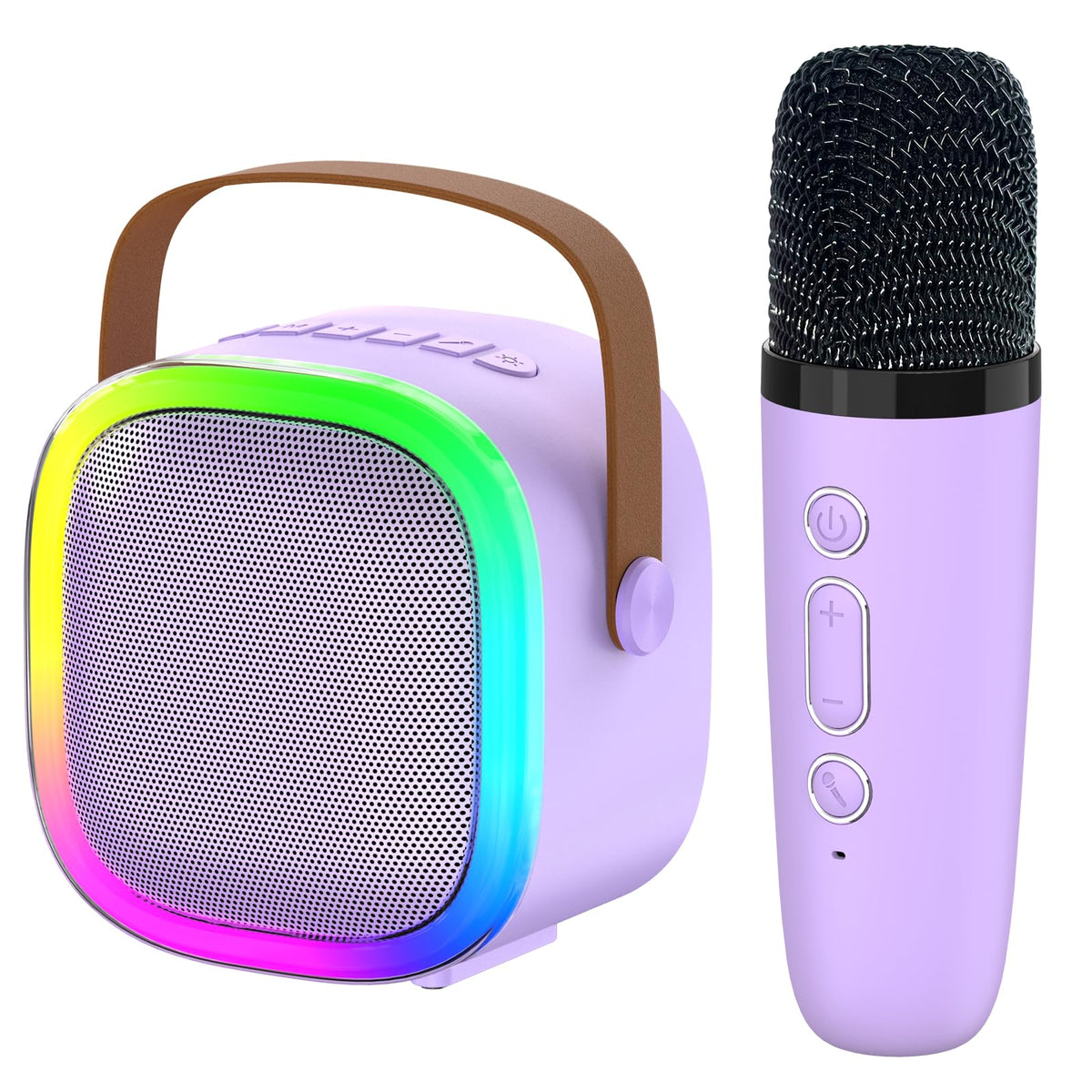 ZICOR Karaoke Machine with two wireless mics and LED lights for lively home parties.