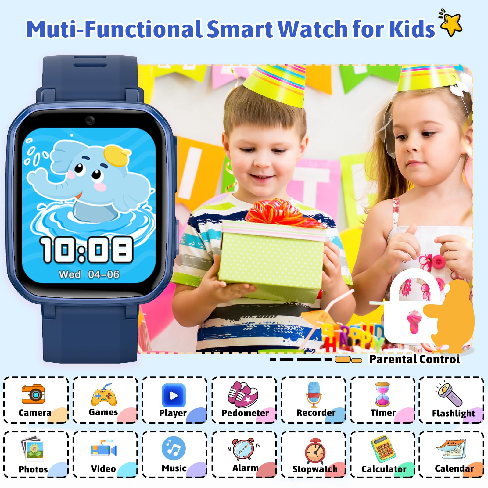 Zicor Kids Game Watch shows 26 puzzle games to boost thinking
