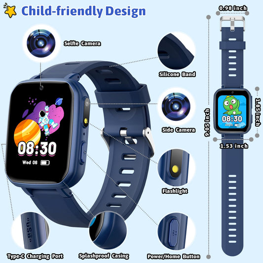 Zicor Kids Game Watch dual cameras for fun selfies and videos
