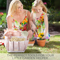 ZICOTO Kids Gardening Set Tote Bag keeps tools organized for outdoor fun.