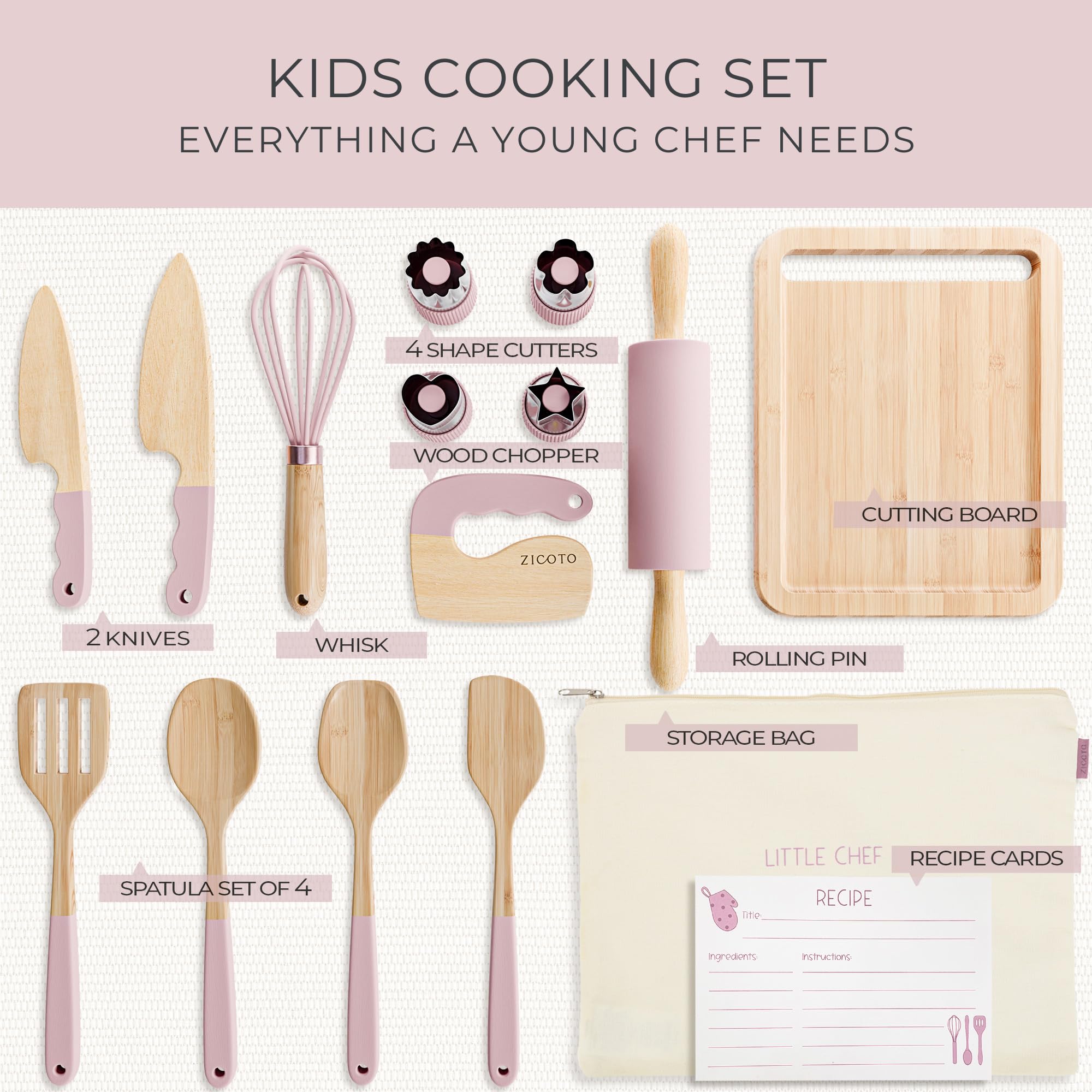 ZICOTO kids spatulas set for versatile kitchen tasks.