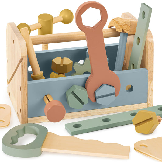 ZICOTO toddler toolset toolbox doubles as a workbench for creative projects.