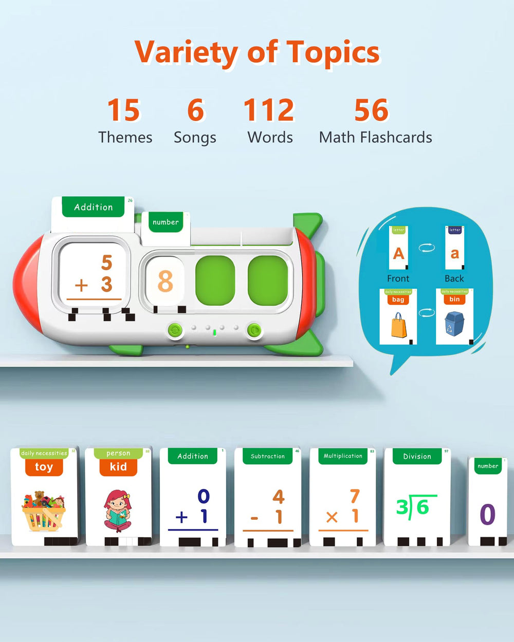 ZIKAQUQI 21-number and 56-math cards enable basic arithmetic play.