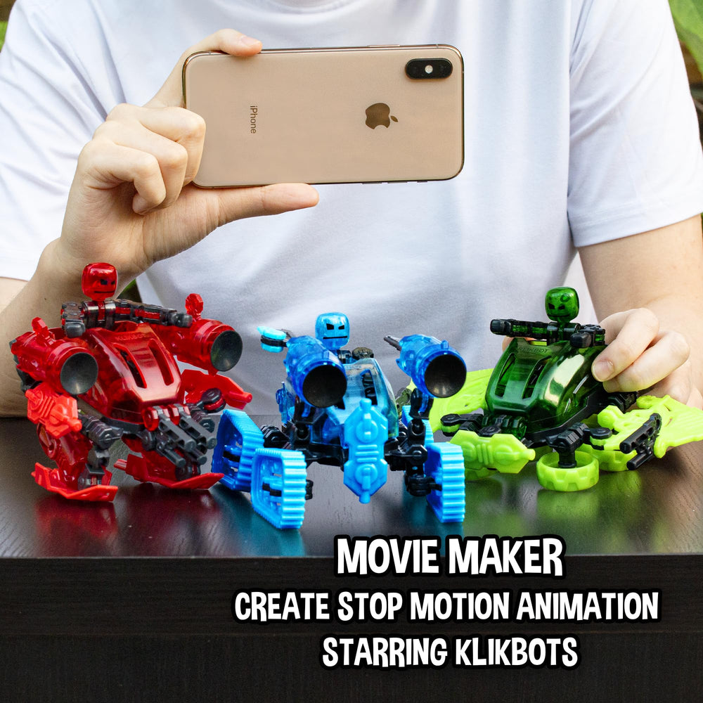 Zing Klikbot Megabots with Stikbot Studio app for home animation.