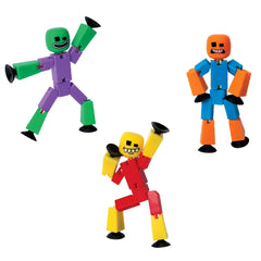 Zing StikBot Crazy Faces 3-Pack front view with bold colors for playful animation
