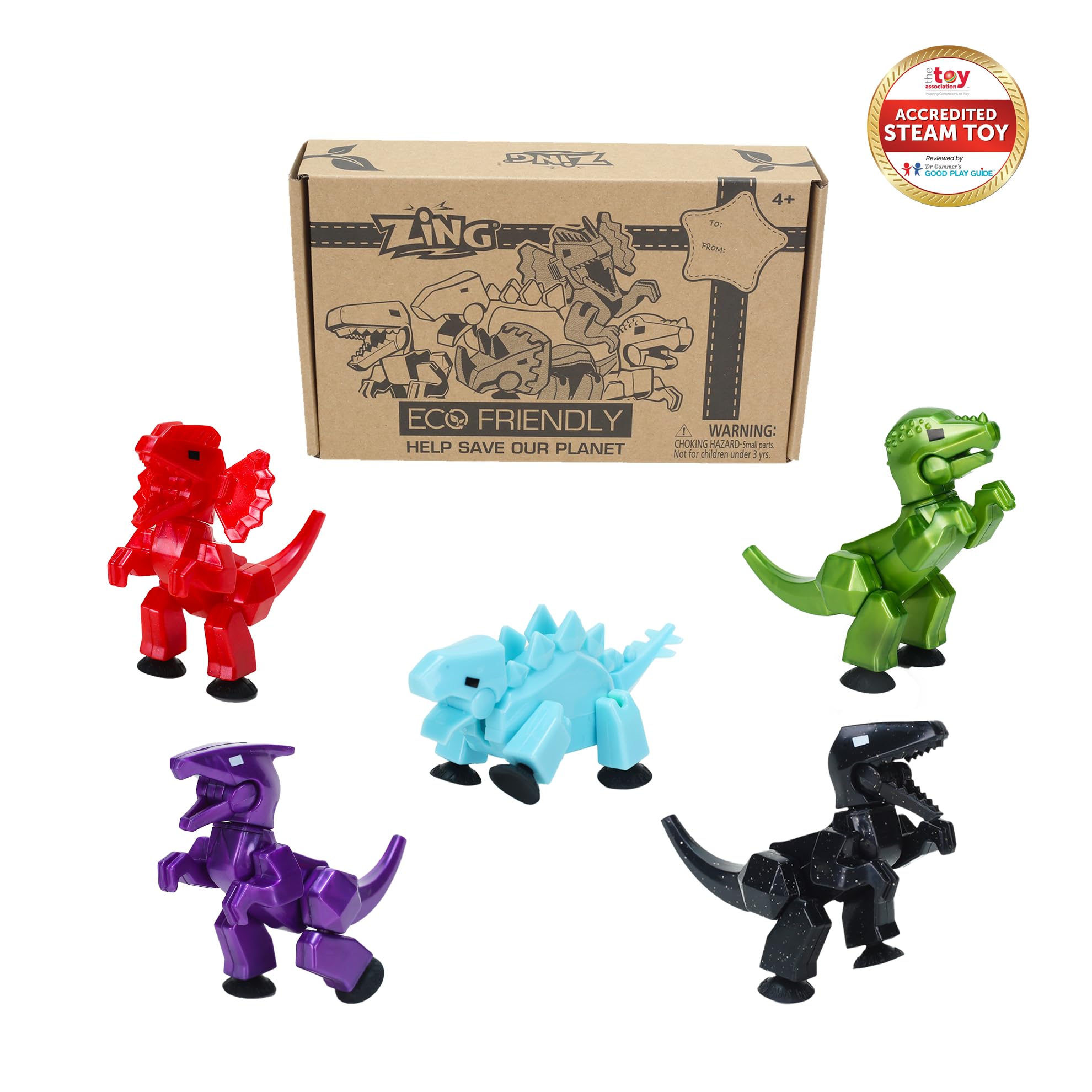 Zing StikBot Dino metallic purple action pose for dynamic stop-motion scenes.