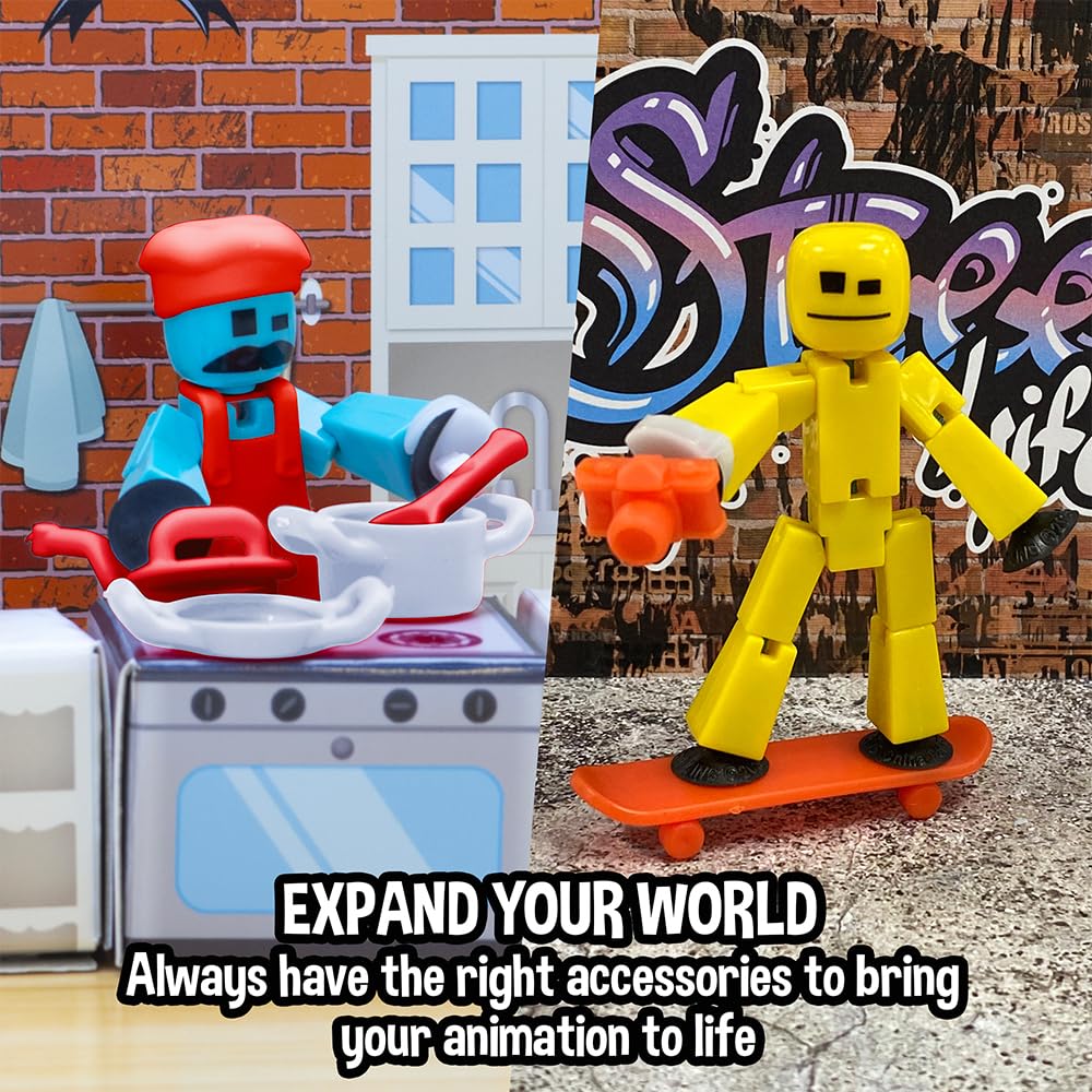Zing Stikbot dual action pack blue and yellow for movie making