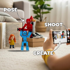StikBot dual pack figures on a smooth surface with suction feet.