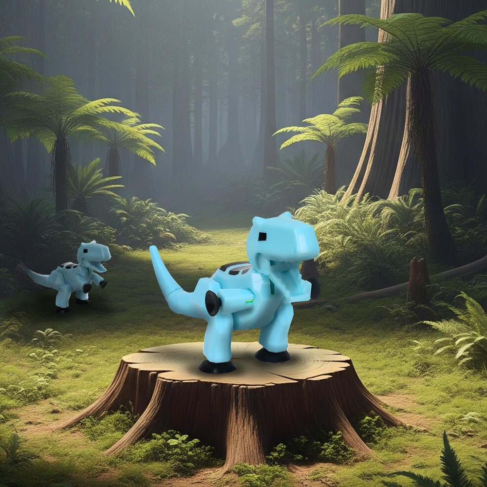Zing StikBot Mega Dino ice blue action pose ready for creative projects and play.