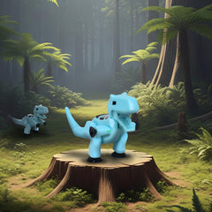 Zing StikBot Mega Dino ice blue action pose ready for creative projects and play.