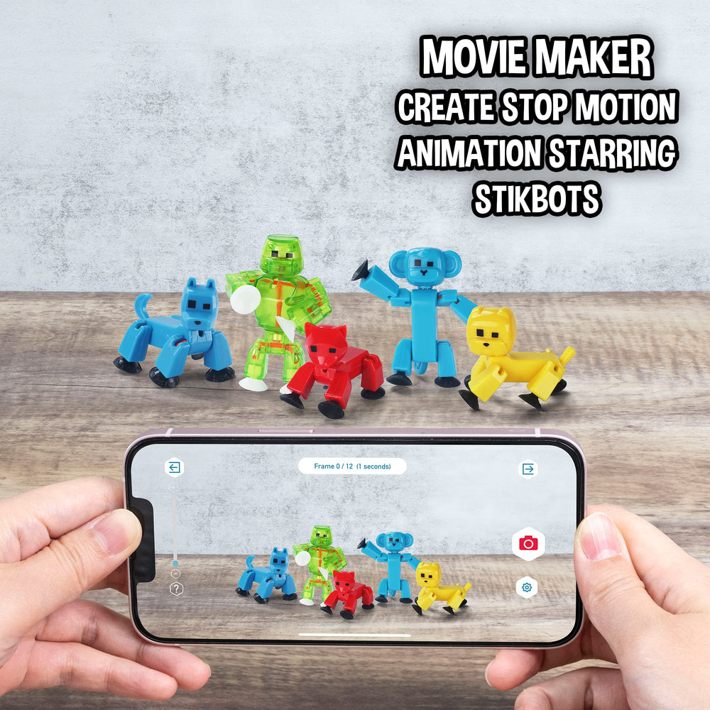 Zing Stikbot Pets set features suction-cups for quick repositioning during shoots