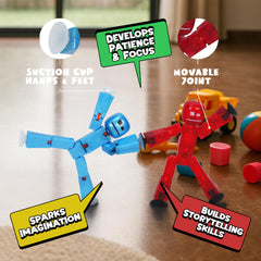 StikBot figures shown with a tripod for easy filming setup.