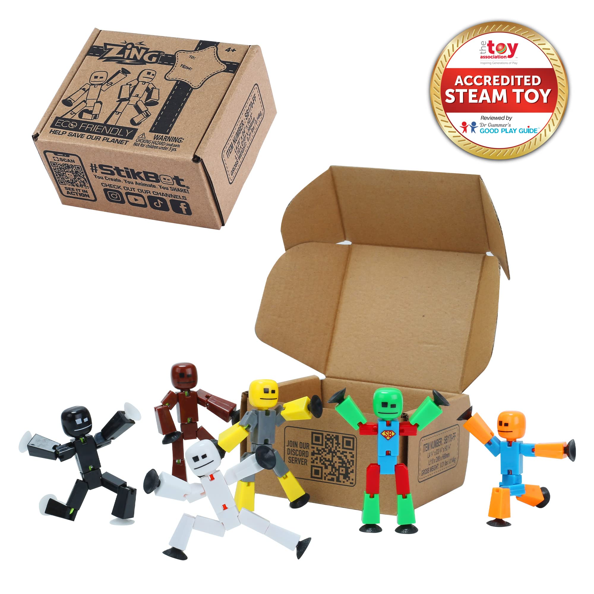 Zing Stikbot suction cup feet enable steady posing on surfaces