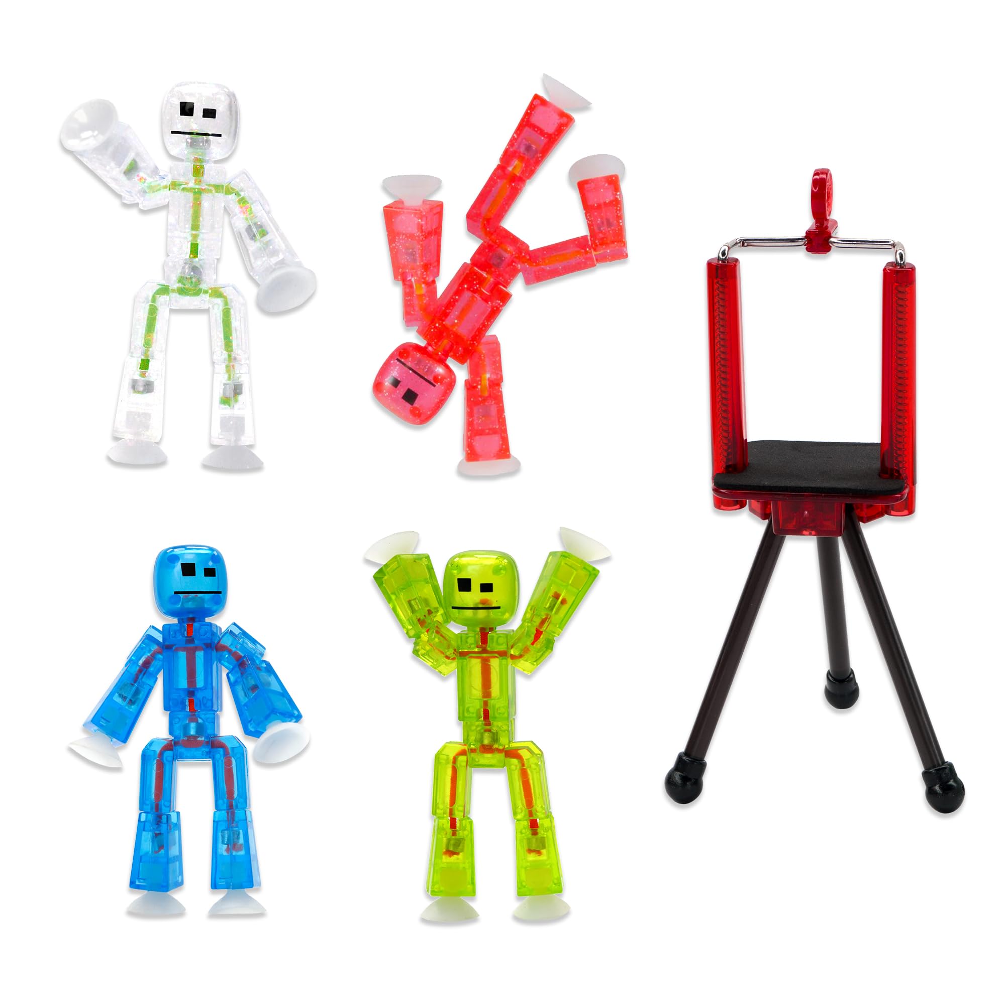 Zing Stikbots clear figures set ready for stop-motion creativity on any smooth surface.