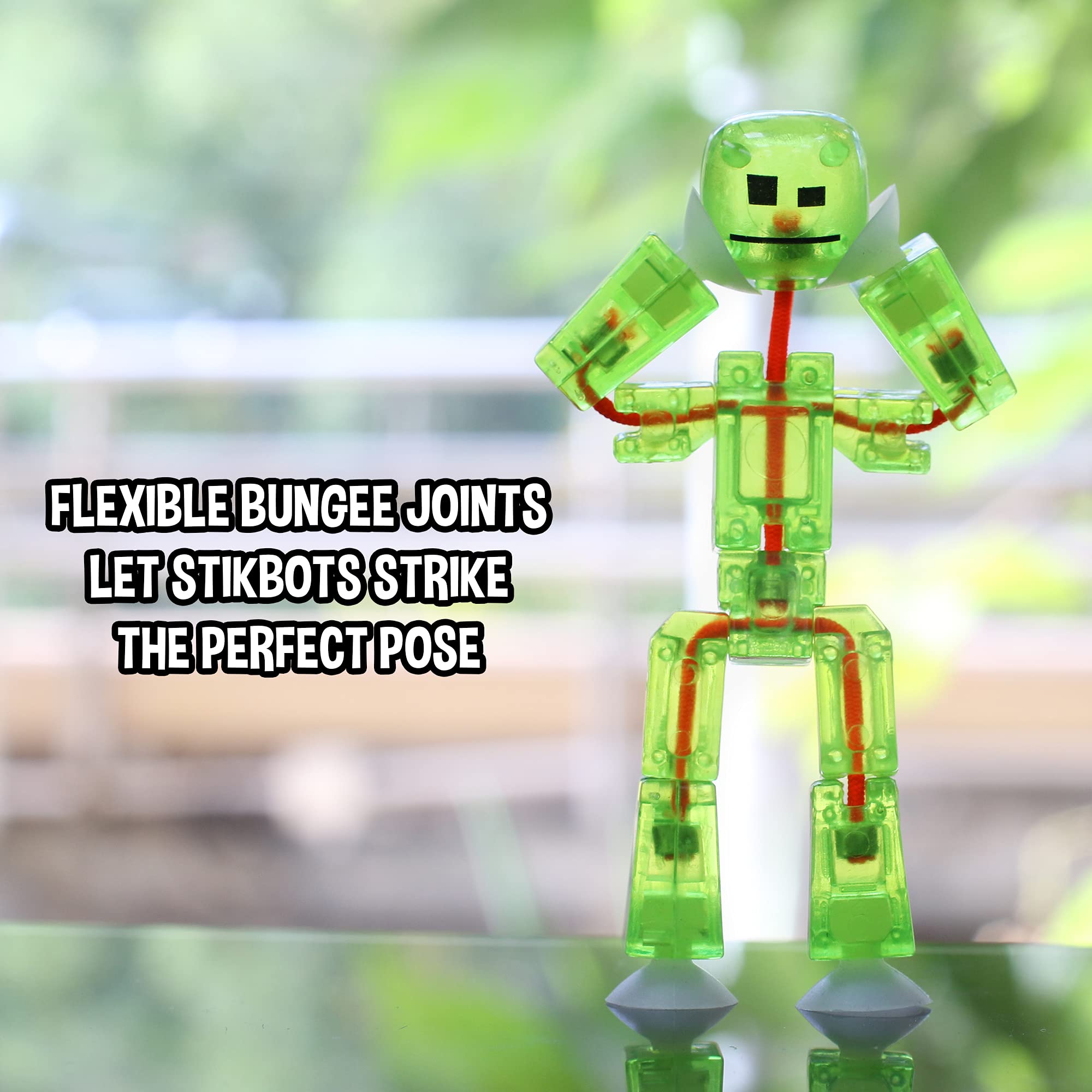 Zing Stikbots transparent figure adds visual variety to stop motion projects.