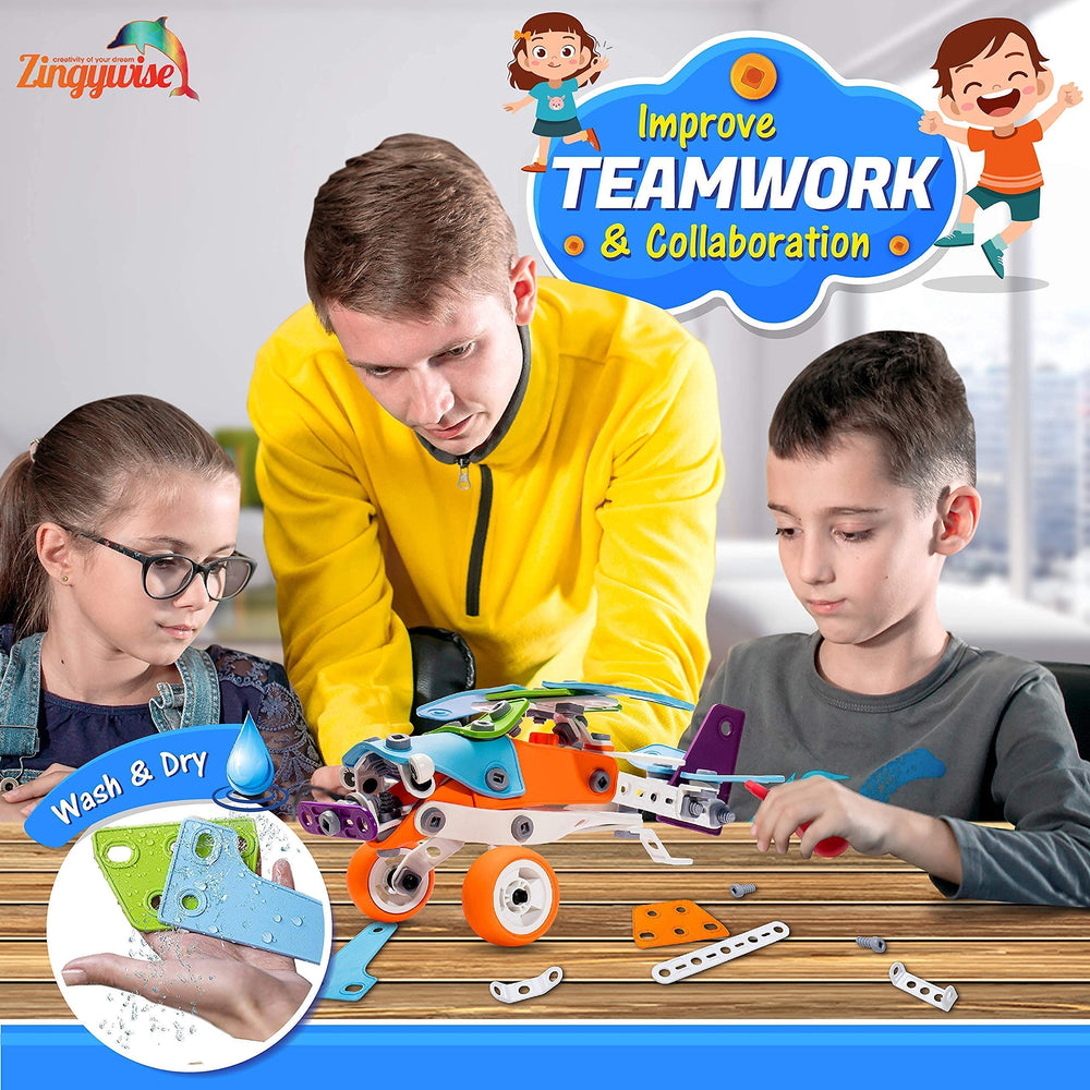 Zingywise STEM building toy sturdy storage box keeps pieces organized after play
