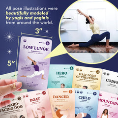 Zinsk cards illustrate beginner poses with alignment cues