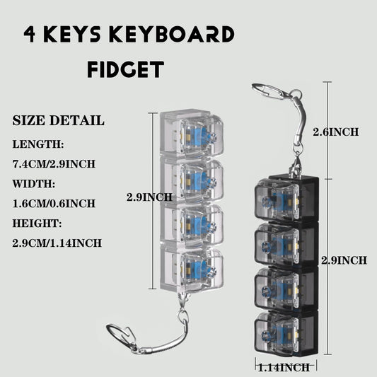 Zioyihan white transparent 4-keyboard fidget with smooth tactile feedback.
