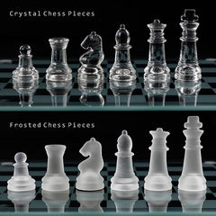 Ziphia Elegant 10-Inch Glass Chess Set soft felt bottom protects the board.