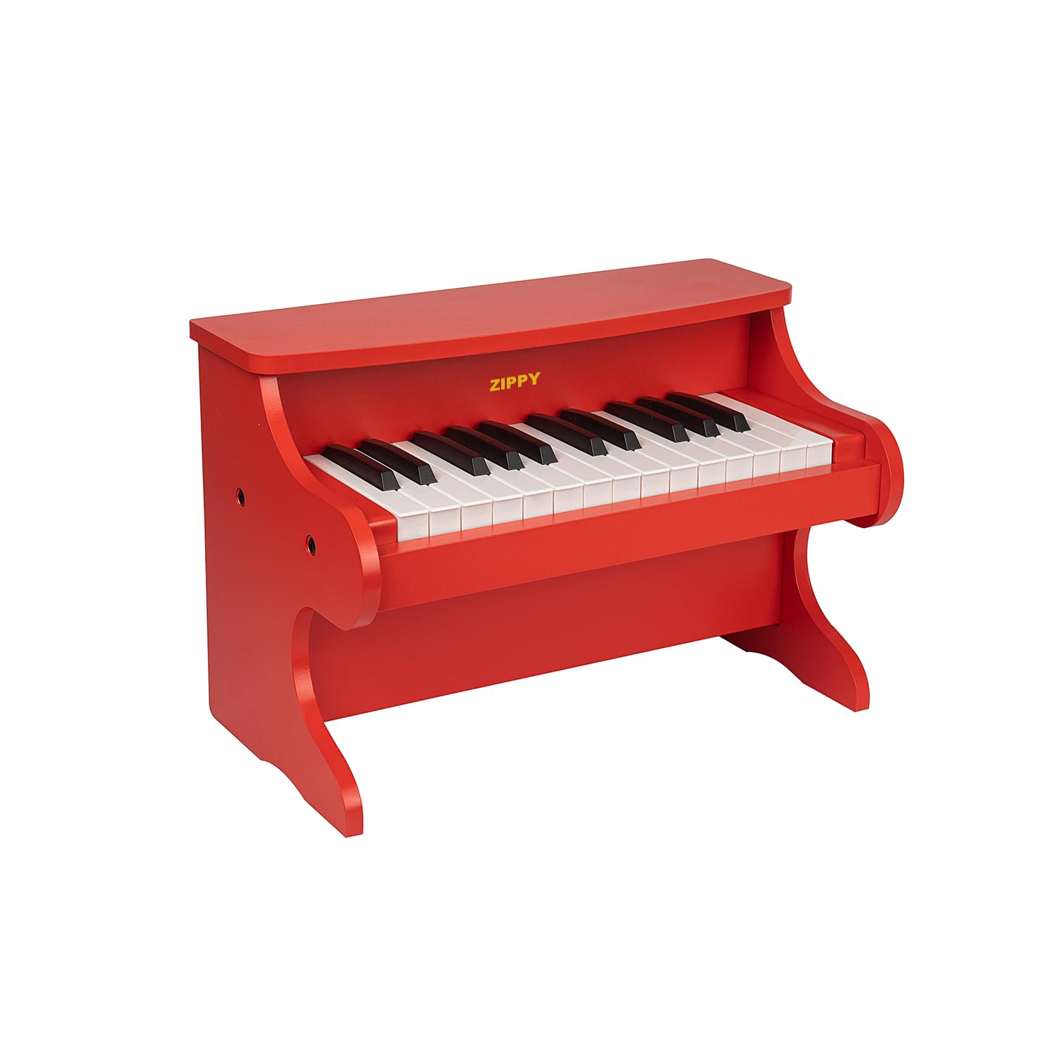 ZIPPY Kids Piano front view, 25-key wooden keyboard for beginner musicians.