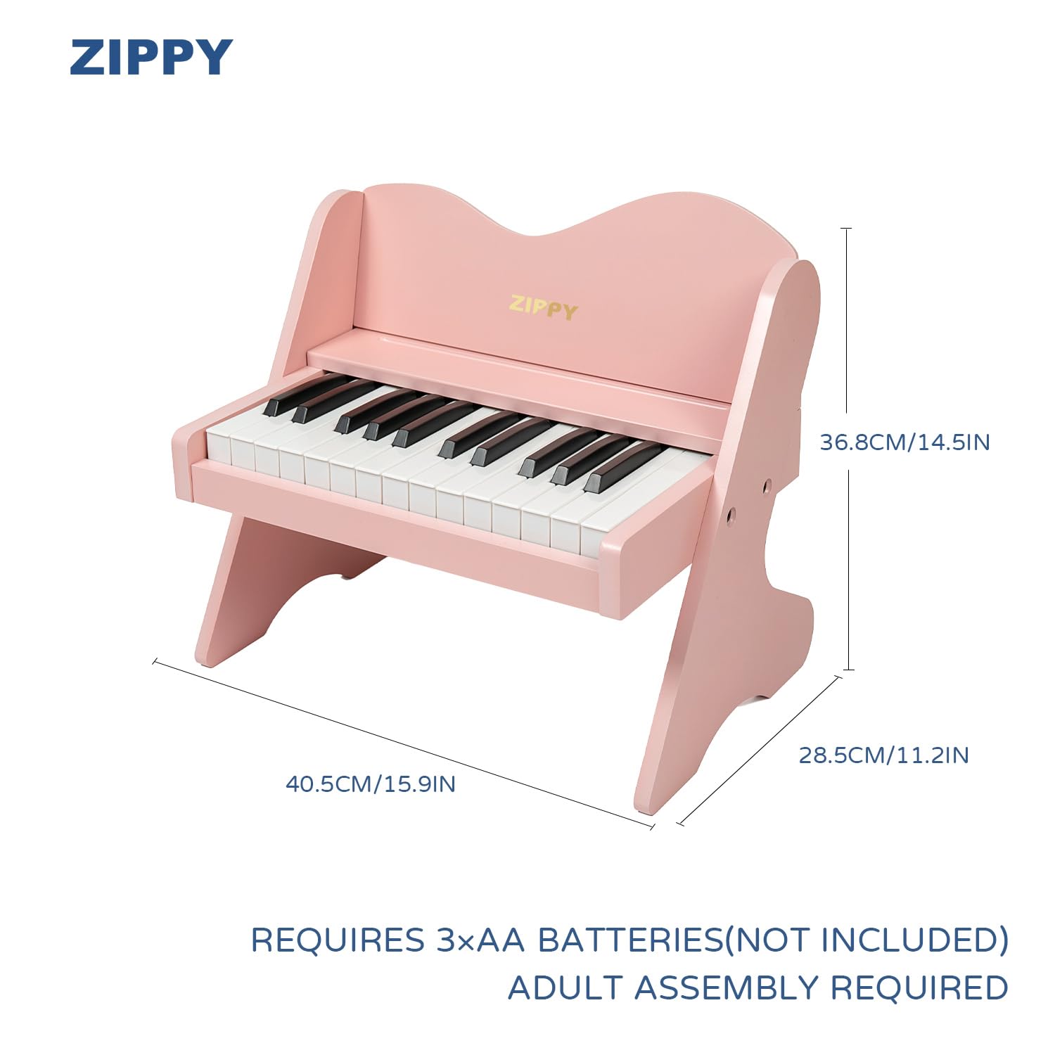 ZIPPY piano with color-coded stickers to help kids learn notes and play.