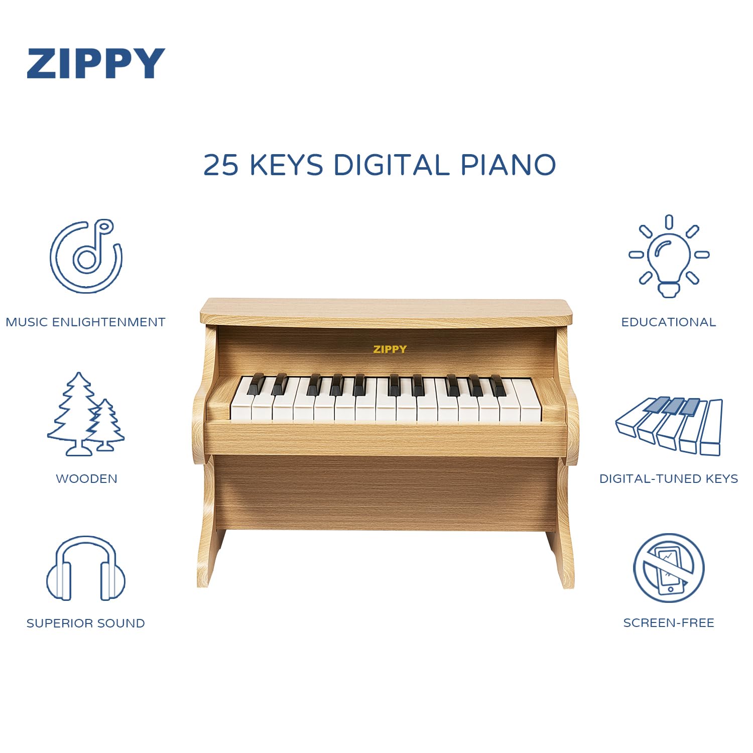 ZIPPY wooden toy piano in assembly phase showing sturdy craftsmanship.