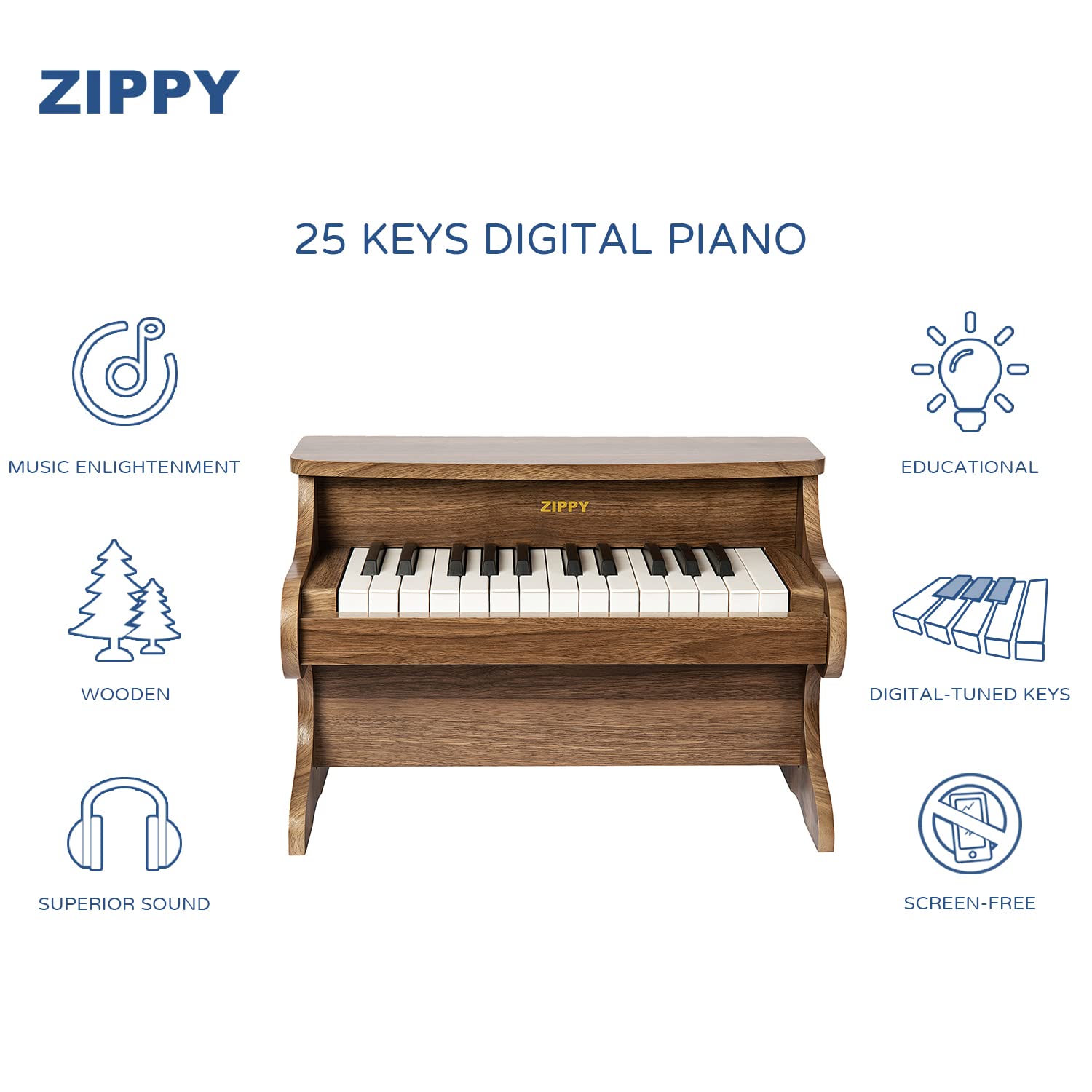 ZIPPY piano assembly kit shown for sturdy, simple setup.