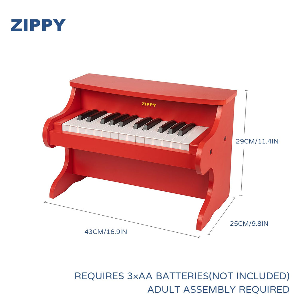 ZIPPY Kids Piano wooden body detail emphasizes durable, decorative toy for any room.