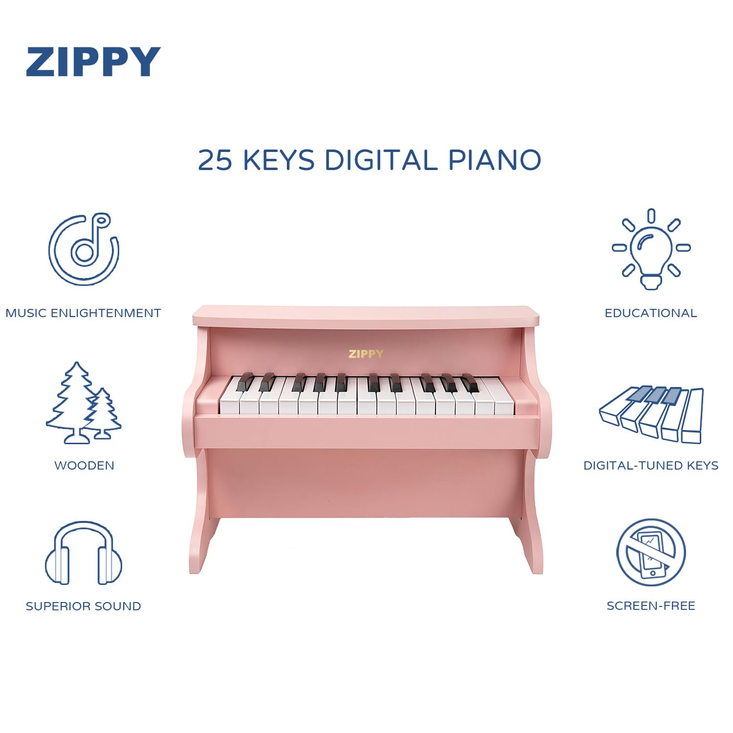 ZIPPY wooden digital piano during simple assembly for family music time.