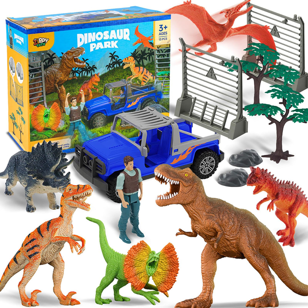 Zippytots dinosaur park world set with six figures for imaginative play and learning