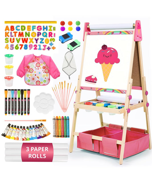 ZippyZebra art easel wooden stand boosts kids’ creativity and focus.