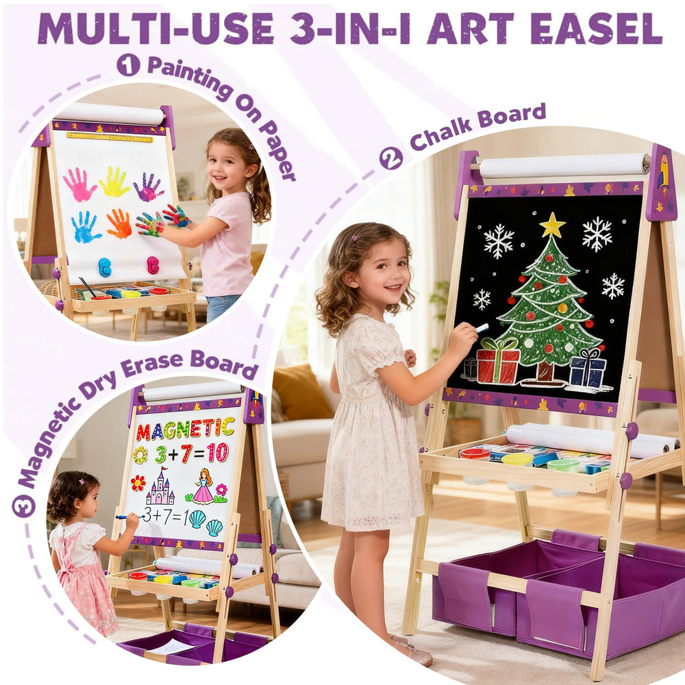 ZippyZebra wooden easel offers sturdy, kid-safe play surface.