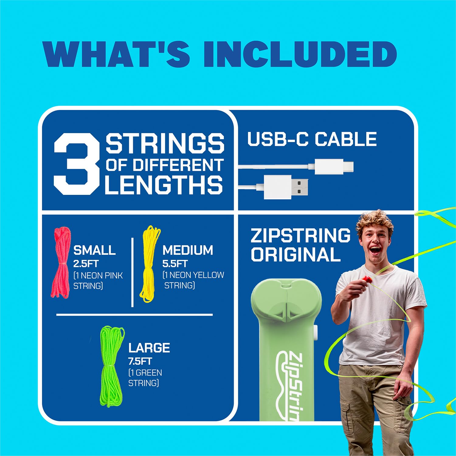 ZipString Original unwind feature supports imaginative and dexterity-building games.