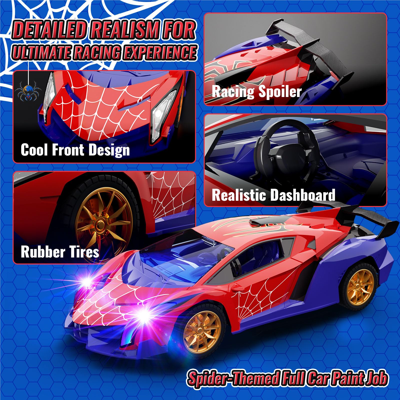 ZIROKAY Spider RC car cockpit design sparks realistic driving imagination.