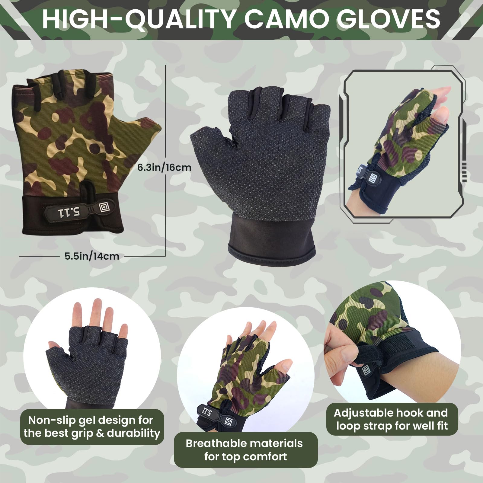 ZIRSENG camo gloves providing grip during role play