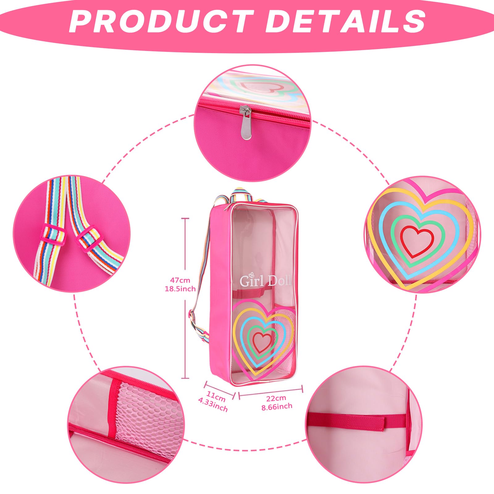ZITA ELEMENT heart sunglasses for dolls, adds a cute touch and pretend sunny outings.