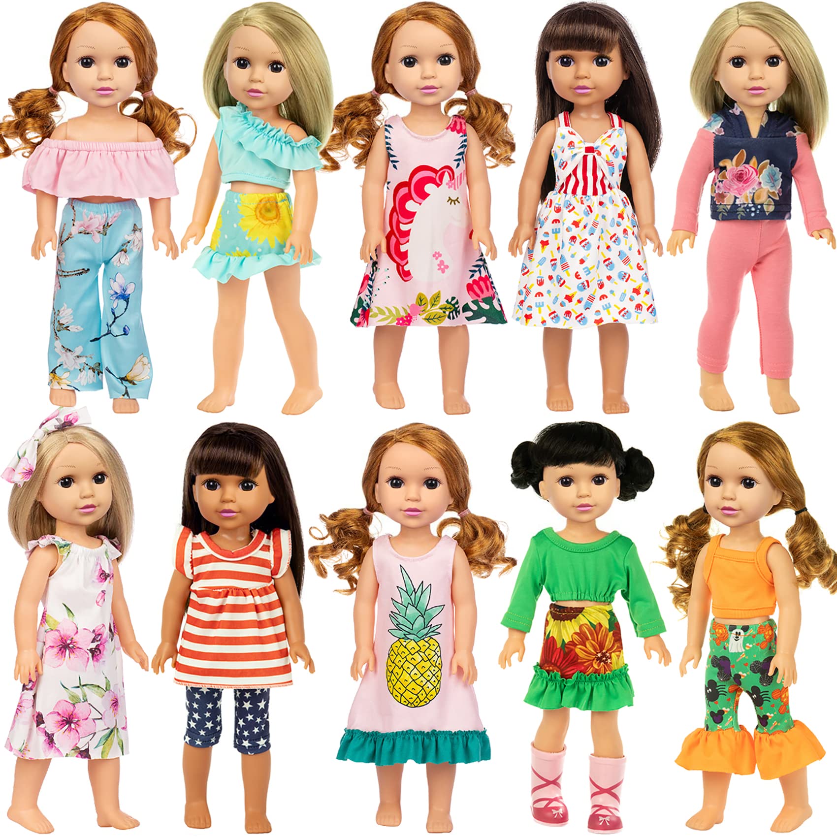 ZITA ELEMENT 10-set doll clothes package for creative dress-up play.