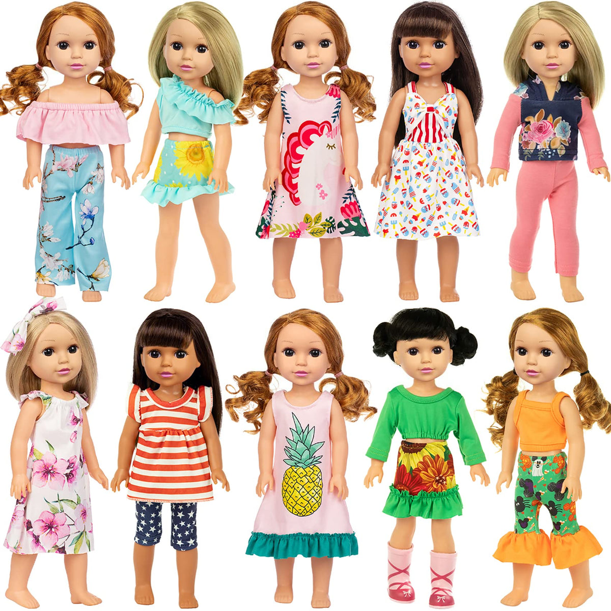 ZITA ELEMENT 10-set doll clothes package for creative dress-up play.