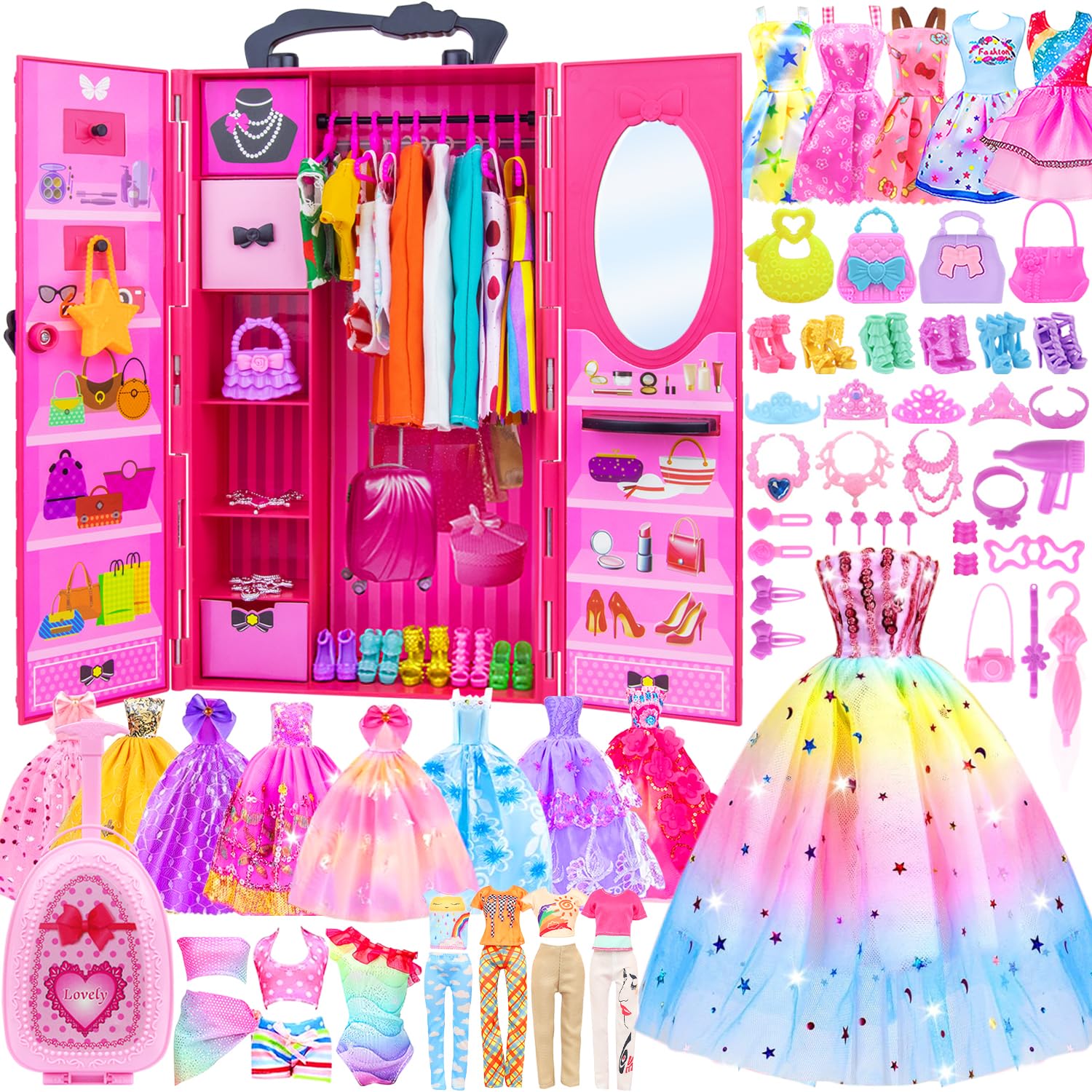 ZITA ELEMENT 11.5-inch doll wardrobe suitcase keeps outfits organized for travel
