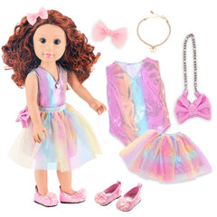 ZITA ELEMENT 18-inch doll in Rainbow Dress for imaginative dress-up play.
