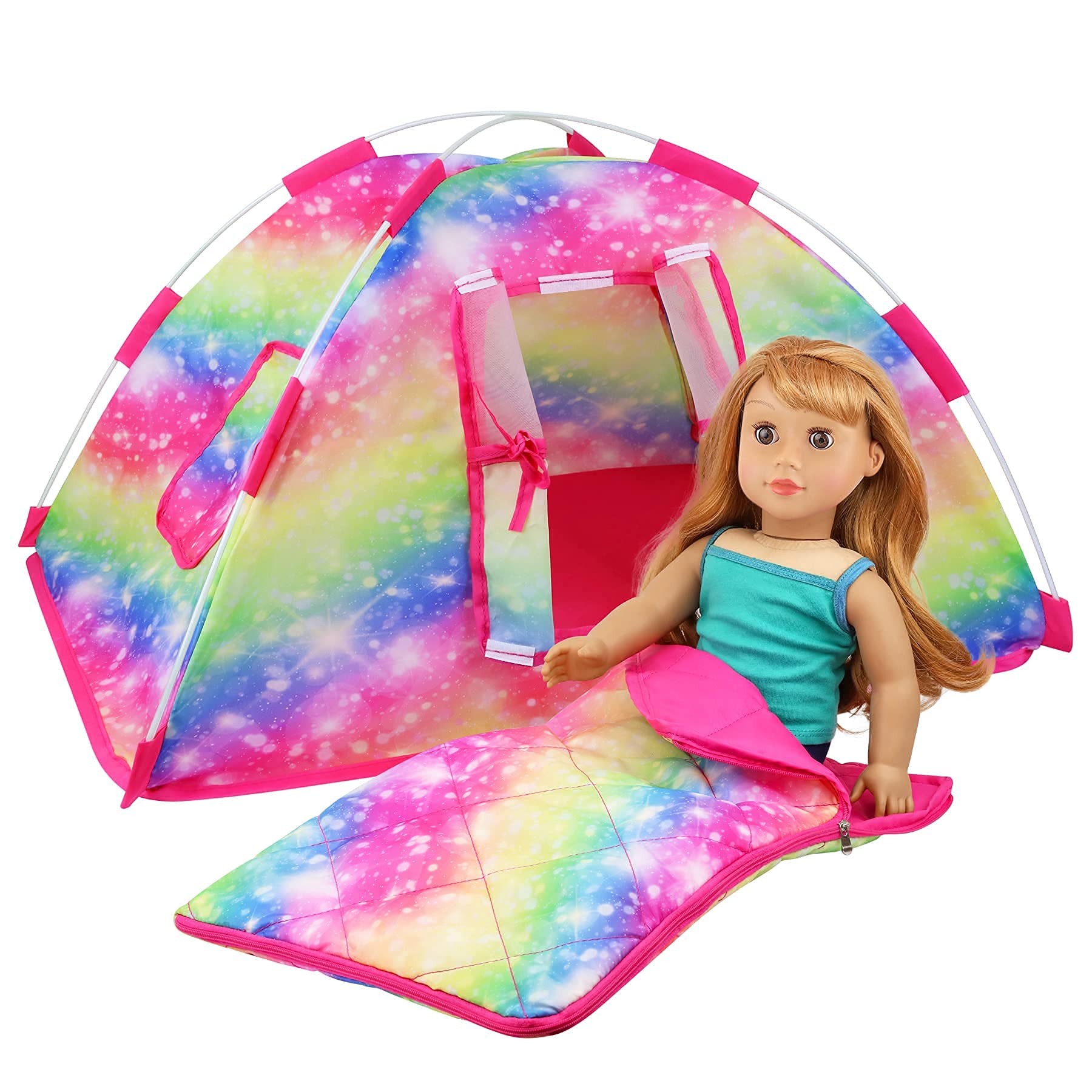 ZITA ELEMENT 18in doll toy dog as a camping companion