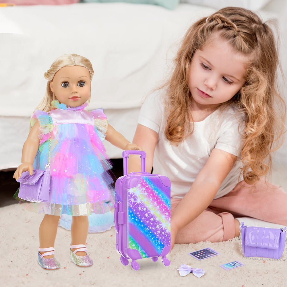 Zita Element 18inch doll colorful dress with purple accents for dress-up ideas