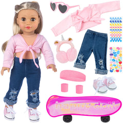 ZITA ELEMENT 18-inch doll shirt and denim shorts for stylish play outfits.