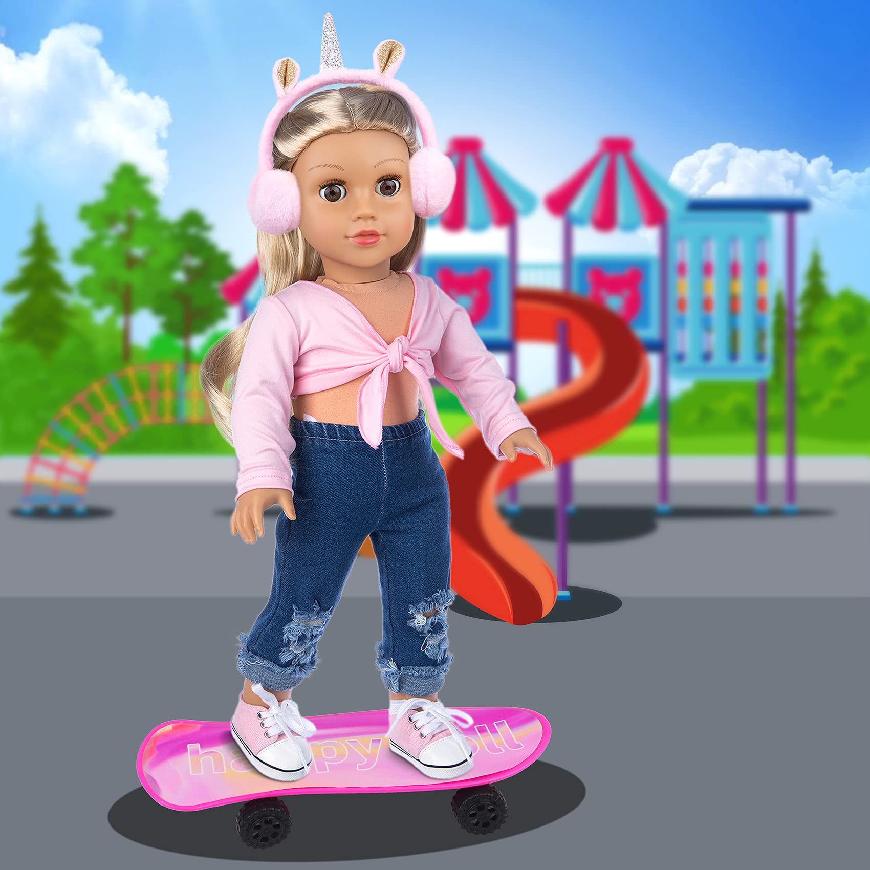 ZITA ELEMENT 18-inch doll skateboard invites active pretend play and mobility.