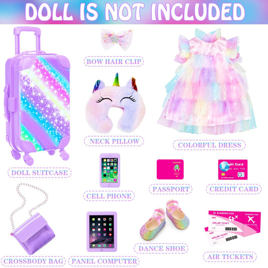 Zita Element 18inch doll suitcase purple open view for organized storytelling