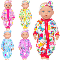 ZITA ELEMENT blue unicorn rainbow jumpsuit for 14-18 inch dolls, easy dressing.