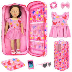 ZITA ELEMENT American 18-inch doll butterfly carrier case with front display window for easy viewing