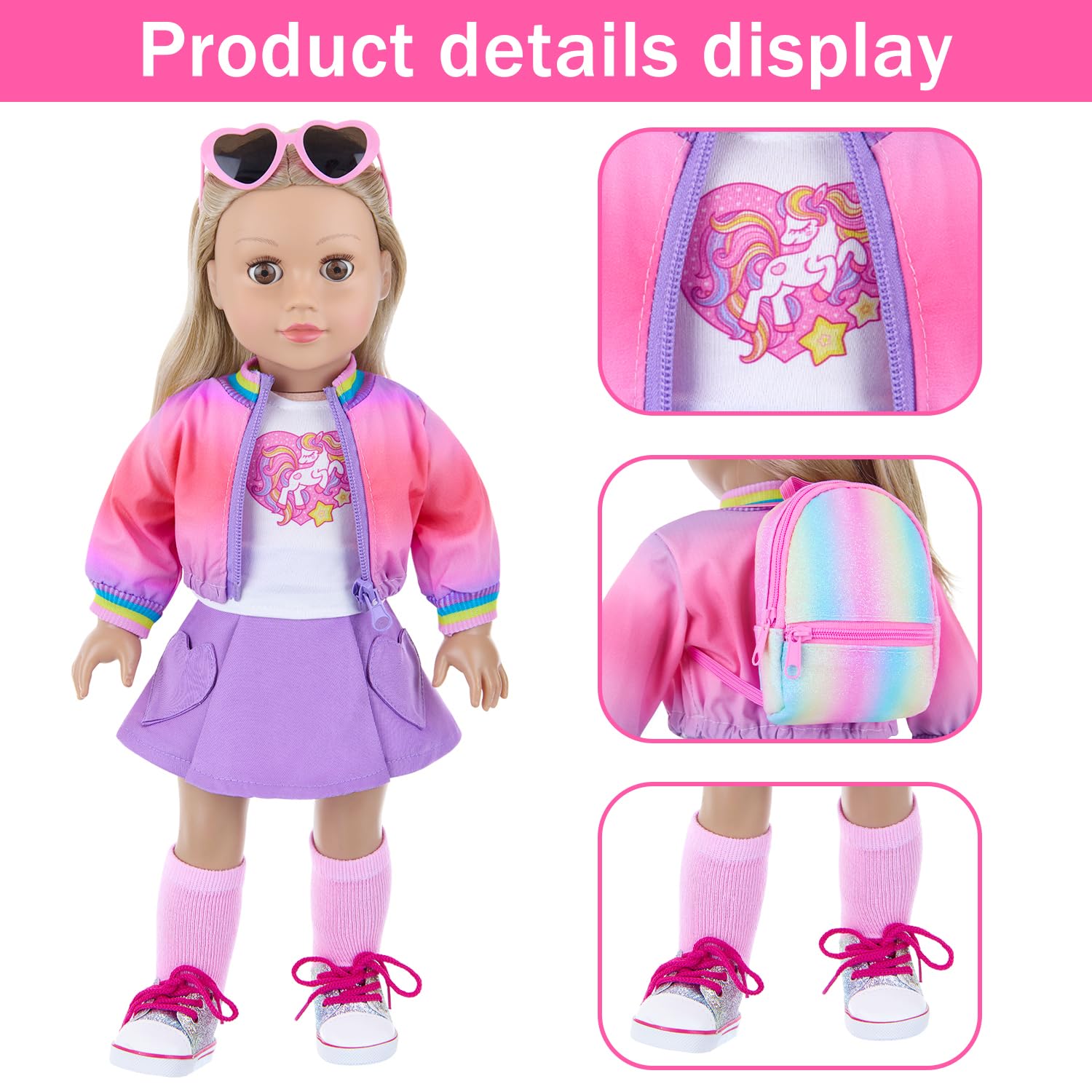 ZITA ELEMENT mixed-outfit set for 18-inch dolls enables endless dress-up possibilities.