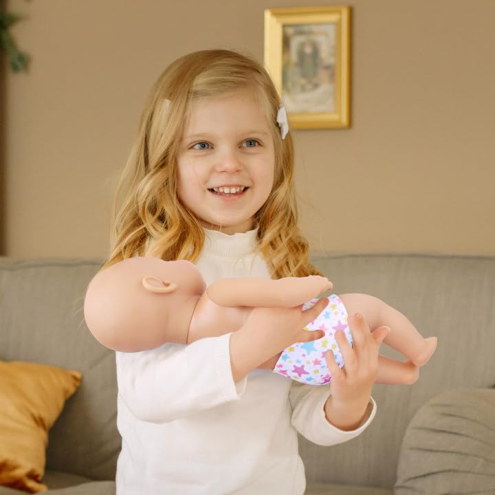 Zita Element bright patterned diapers encourage fun pretend play