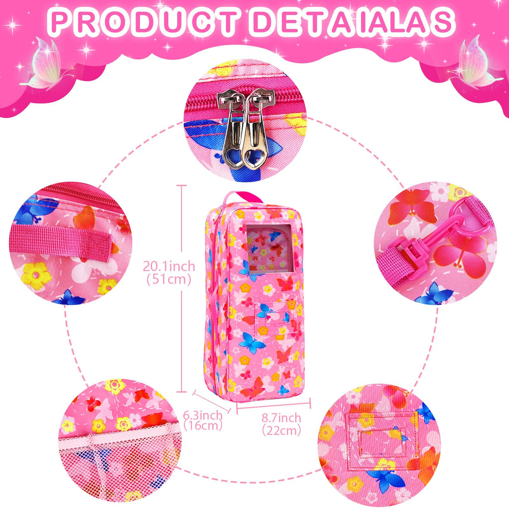 ZITA ELEMENT butterfly-pattern carrier bag highlights pink design and portable display for pretend play